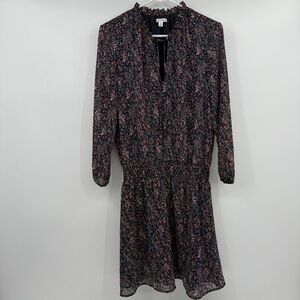 J Crew Mercantile Dress Women Small Blue Floral Long Sleeve Drop Waist Prairie